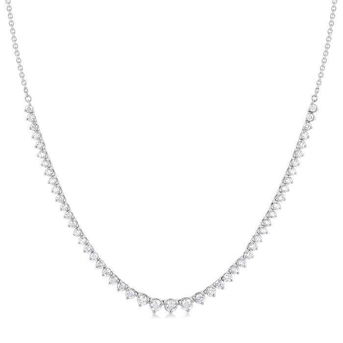 1 3/4 Ctw Halfway Graduated Round Cut Diamond Riviera Necklace in 14K White Gold