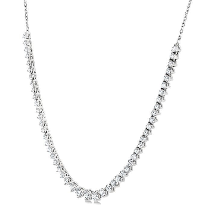 1 3/4 Ctw Halfway Graduated Round Cut Diamond Riviera Necklace in 14K White Gold