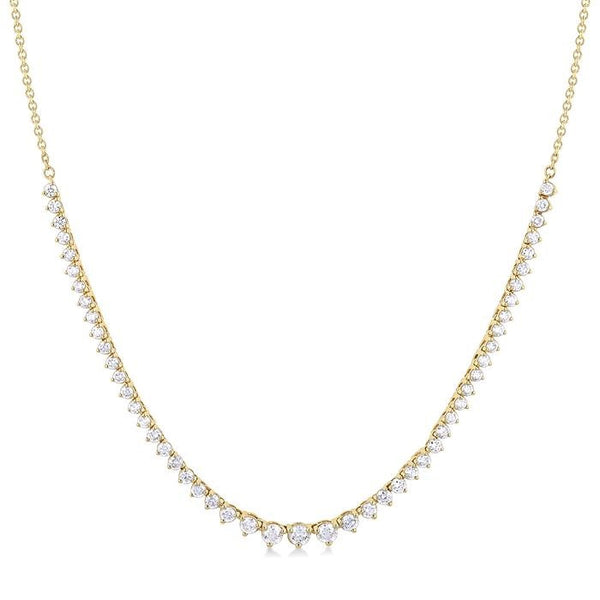 1 3/4 Ctw Halfway Graduated Round Cut Diamond Riviera Necklace in 14K Yellow Gold