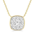 1/2 Ctw Cushion Shape Shine Bright Diamond Pendant With Chain in 14K Yellow & White Gold