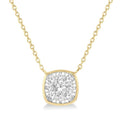 1/3 Ctw Cushion Shape Shine Bright Diamond Pendant With Chain in 14K Yellow and White Gold