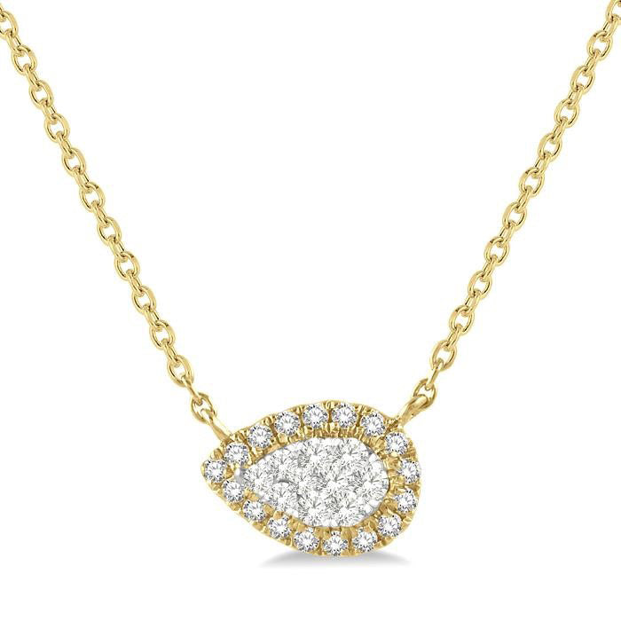 Yarrow Poppy Pear Shape East-West Halo Shine Bright Essential Diamond Pendant