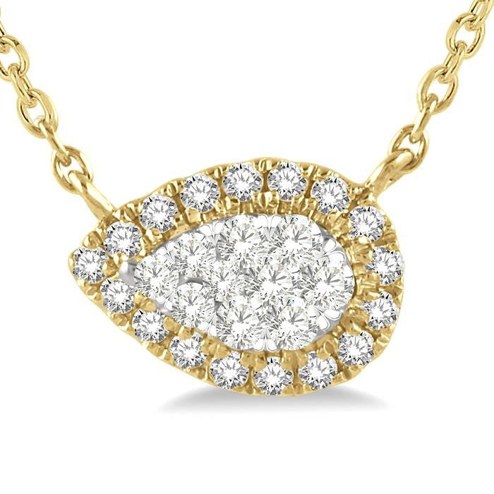 Yarrow Poppy Pear Shape East-West Halo Shine Bright Essential Diamond Pendant