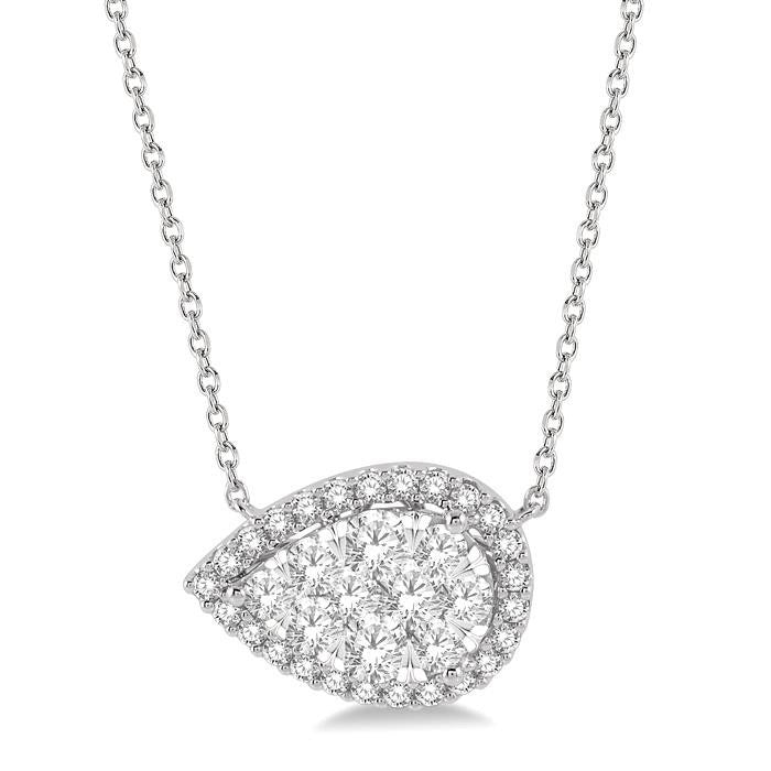 Chantilly Gaia Pear Shape East-West Halo Shine Bright Essential Diamond Pendant