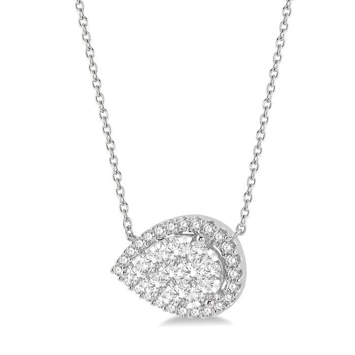Chantilly Gaia Pear Shape East-West Halo Shine Bright Essential Diamond Pendant