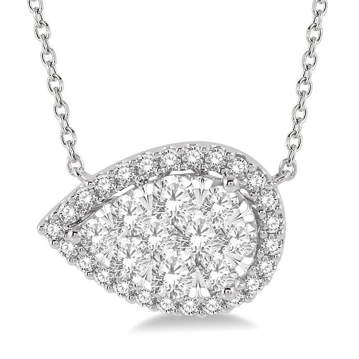 Chantilly Gaia Pear Shape East-West Halo Shine Bright Essential Diamond Pendant