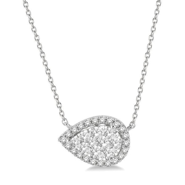 1/2 Ctw Pear Shape Round Cut Diamond Shine Bright Pendant With Chain in 14K White Gold