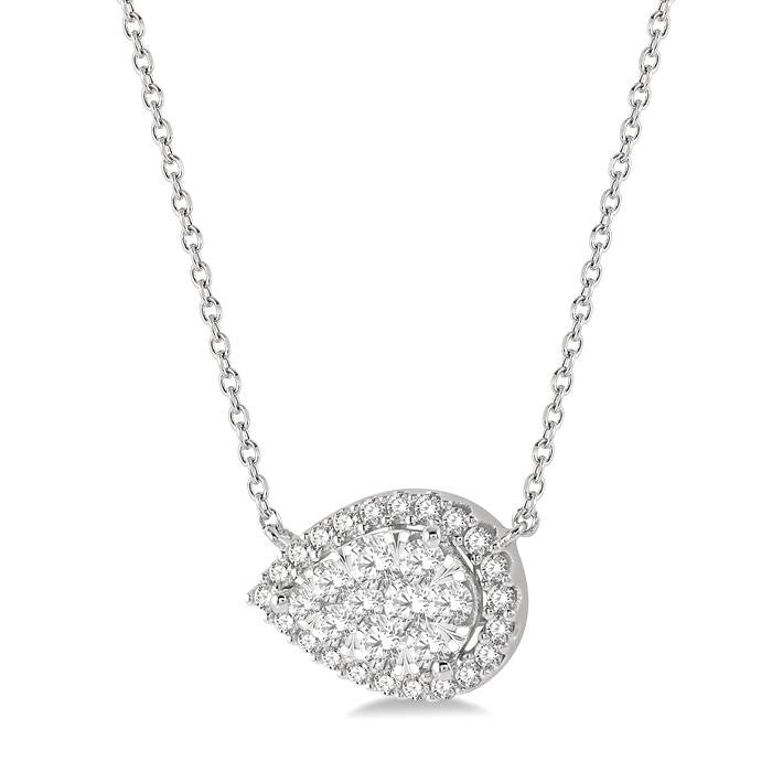 1/2 Ctw Pear Shape Round Cut Diamond Shine Bright Pendant With Chain in 14K White Gold