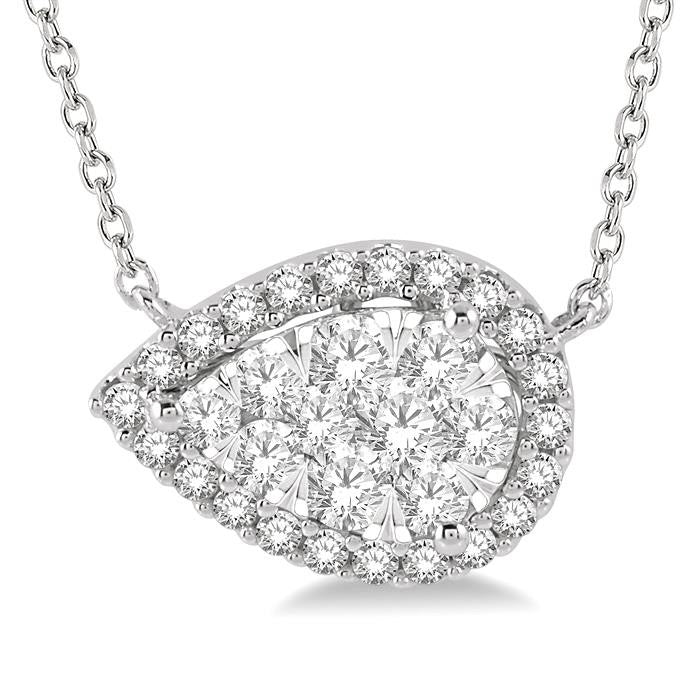 1/2 Ctw Pear Shape Round Cut Diamond Shine Bright Pendant With Chain in 14K White Gold