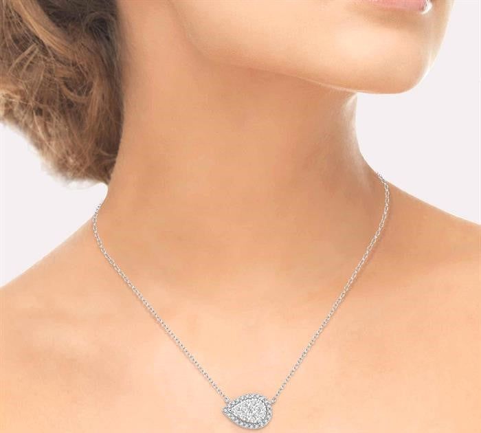 1/2 Ctw Pear Shape Round Cut Diamond Shine Bright Pendant With Chain in 14K White Gold