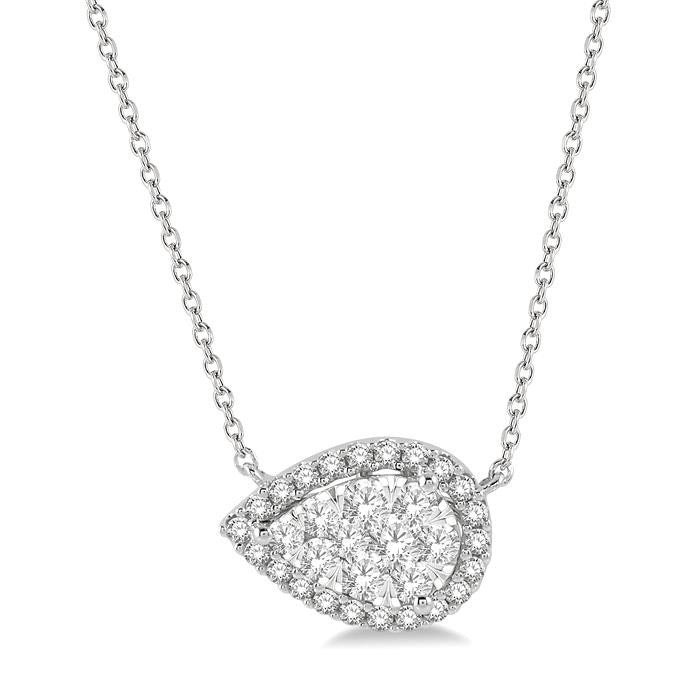 Finesse Marigold Pear Shape East-West Halo Shine Bright Essential Diamond Pendant