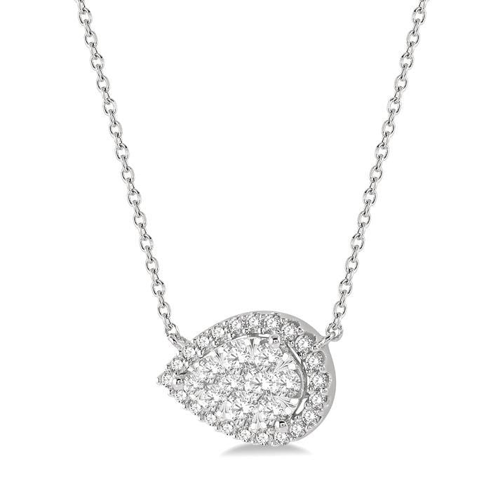 Finesse Marigold Pear Shape East-West Halo Shine Bright Essential Diamond Pendant
