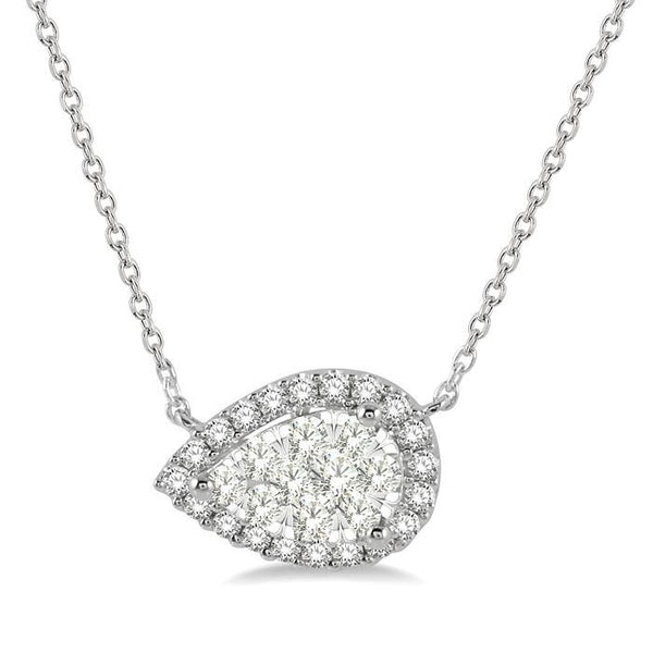 1/3 Ctw Pear Shape Round Cut Diamond Shine Bright Pendant With Chain in 14K White Gold