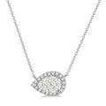 Umber Poise Pear Shape East-West Halo Shine Bright Essential Diamond Pendant