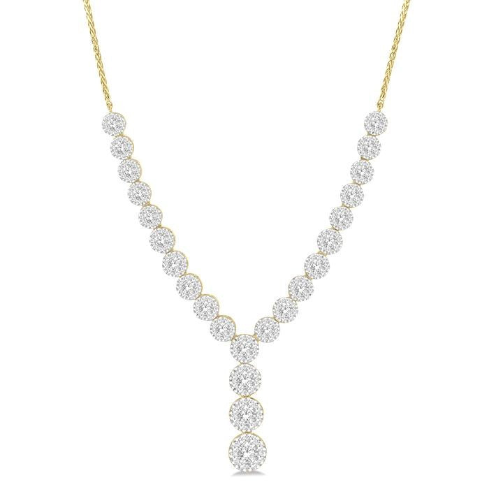 2 1/4 Ctw Shine Bright Round Cut Diamond Necklace in 14K Yellow and White Gold