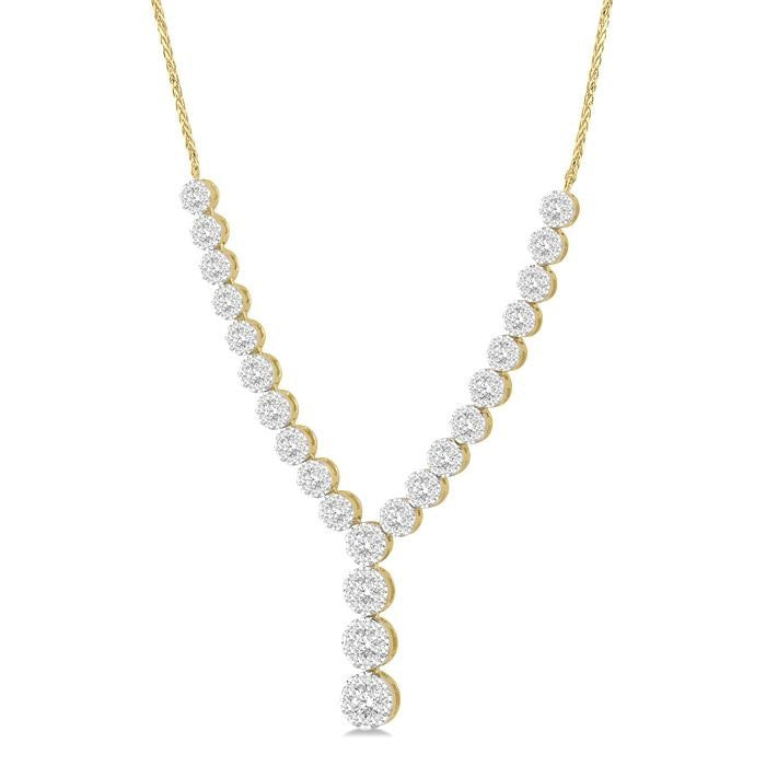 2 1/4 Ctw Shine Bright Round Cut Diamond Necklace in 14K Yellow and White Gold