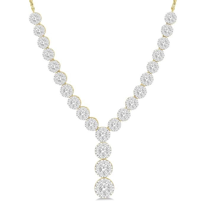 2 1/4 Ctw Shine Bright Round Cut Diamond Necklace in 14K Yellow and White Gold