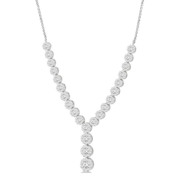 2 1/4 Ctw Shine Bright Round Cut Diamond Necklace in 14K White Gold