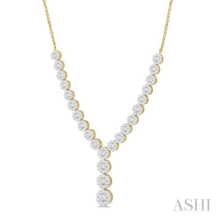 2 1/4 Ctw Shine Bright Round Cut Diamond Necklace in 14K Yellow and White Gold