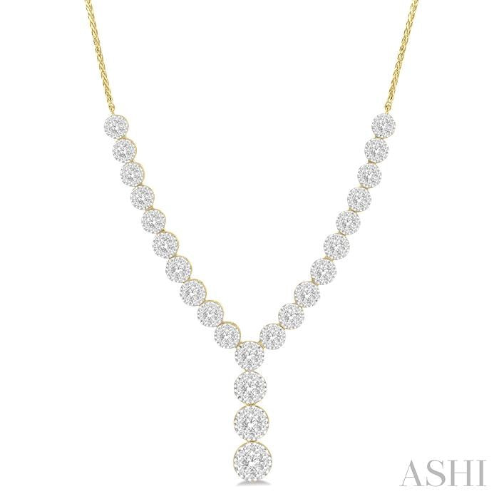 2 1/4 Ctw Shine Bright Round Cut Diamond Necklace in 14K Yellow and White Gold