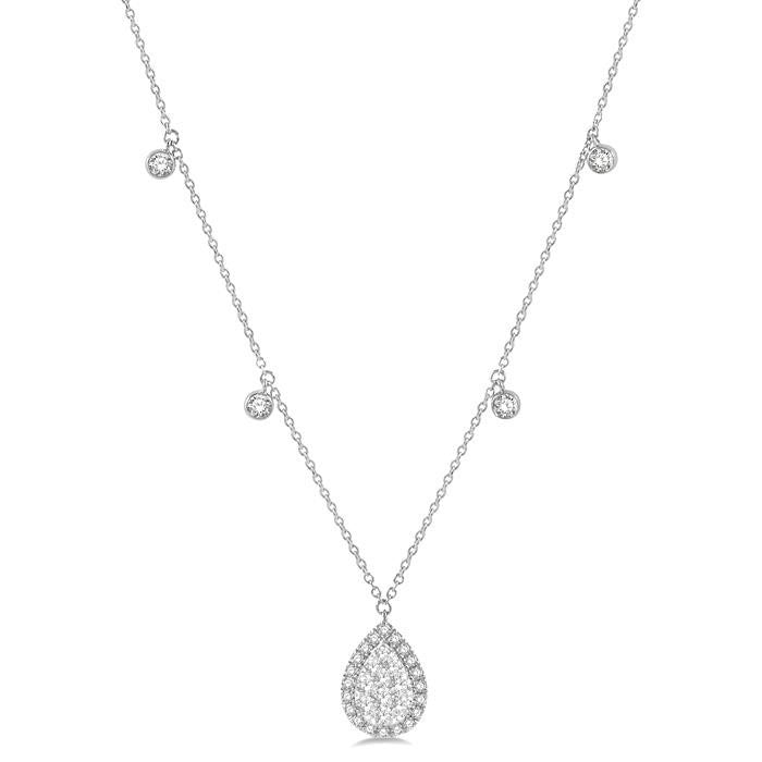 Regalia Harrier Pear Shape Halo Shine Bright Diamond Necklace
