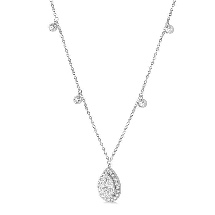 Regalia Harrier Pear Shape Halo Shine Bright Diamond Necklace