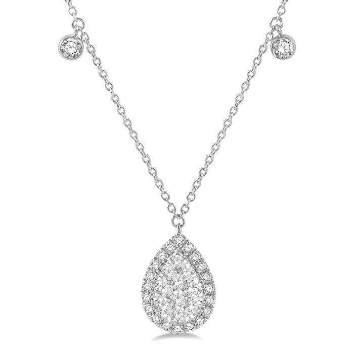 Regalia Harrier Pear Shape Halo Shine Bright Diamond Necklace
