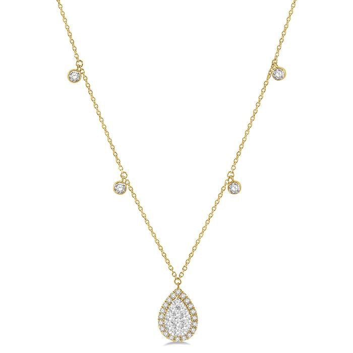 Xanthe Tide Pear Shape Halo Shine Bright Diamond Necklace