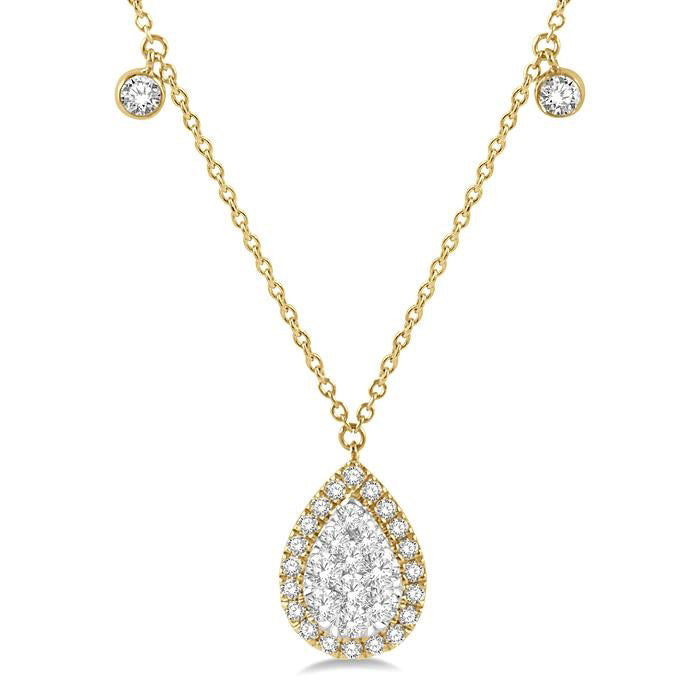 Xanthe Tide Pear Shape Halo Shine Bright Diamond Necklace