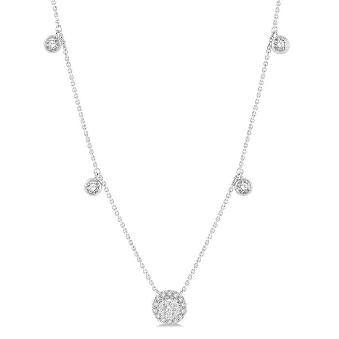1/3 Ctw Circular Shine Bright Round Cut Diamond Necklace in 14K White Gold