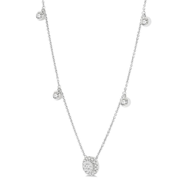 1/3 Ctw Circular Shine Bright Round Cut Diamond Necklace in 14K White Gold