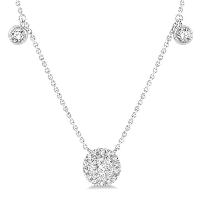 1/3 Ctw Circular Shine Bright Round Cut Diamond Necklace in 14K White Gold