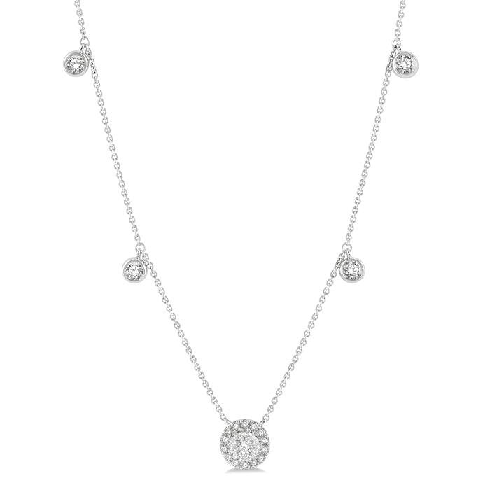 Halo Shine Bright Diamond Station Necklace