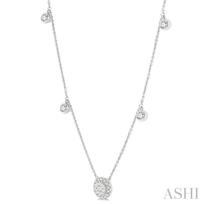 1/3 Ctw Circular Shine Bright Round Cut Diamond Necklace in 14K White Gold