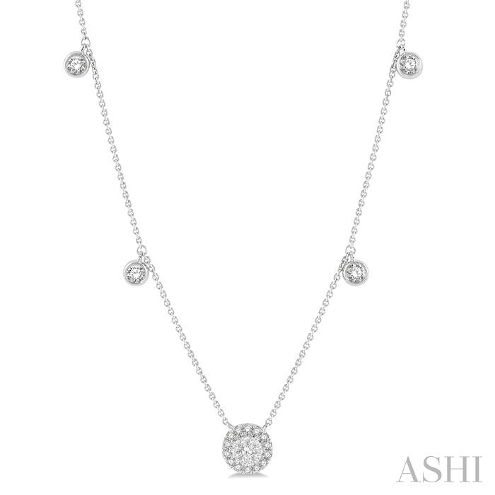 1/3 Ctw Circular Shine Bright Round Cut Diamond Necklace in 14K White Gold