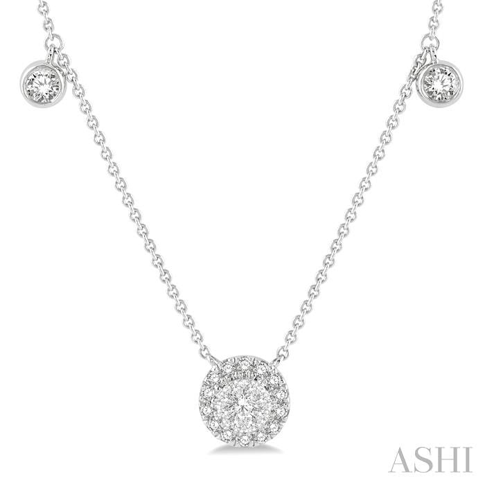 1/3 Ctw Circular Shine Bright Round Cut Diamond Necklace in 14K White Gold