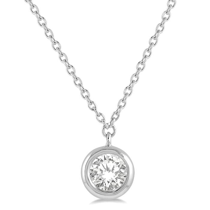 3/8 Ctw Round Cut Diamond Pendant With Chain in 14K White Gold