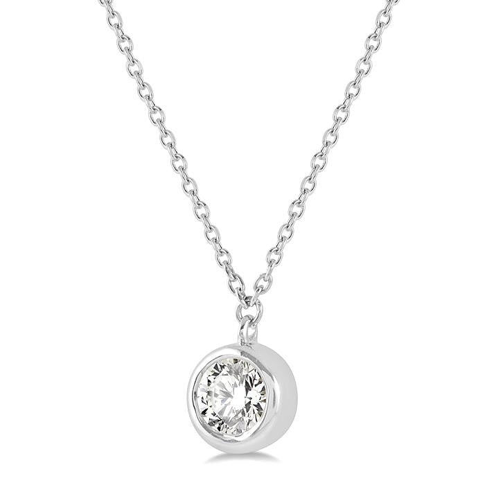 3/8 Ctw Round Cut Diamond Pendant With Chain in 14K White Gold