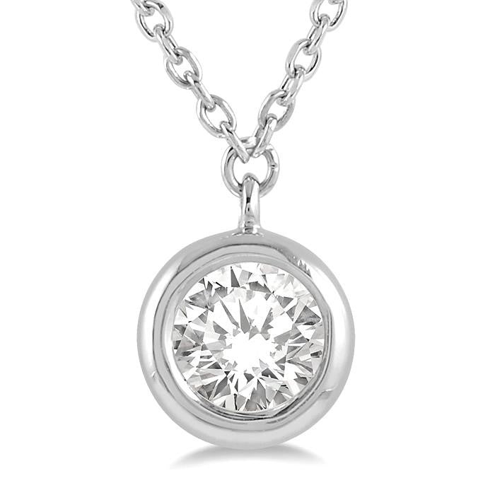 3/8 Ctw Round Cut Diamond Pendant With Chain in 14K White Gold