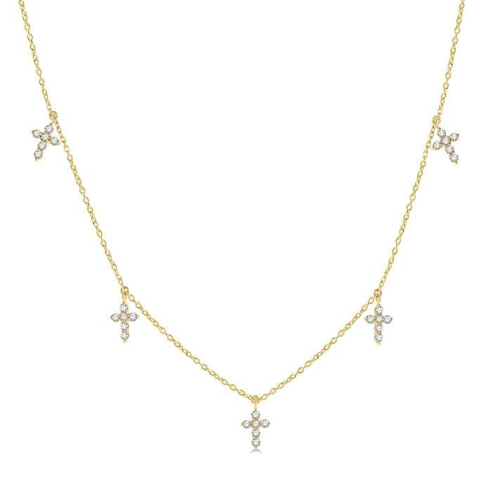 Cross Diamond Fashion Station Necklace