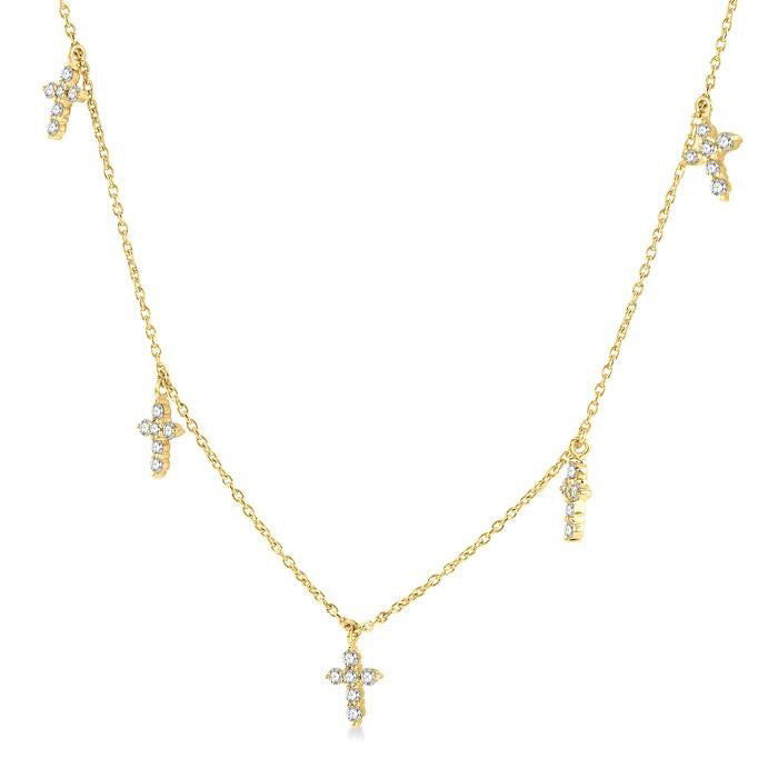 Cross Diamond Fashion Station Necklace