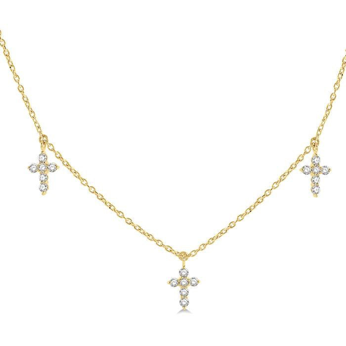 Cross Diamond Fashion Station Necklace