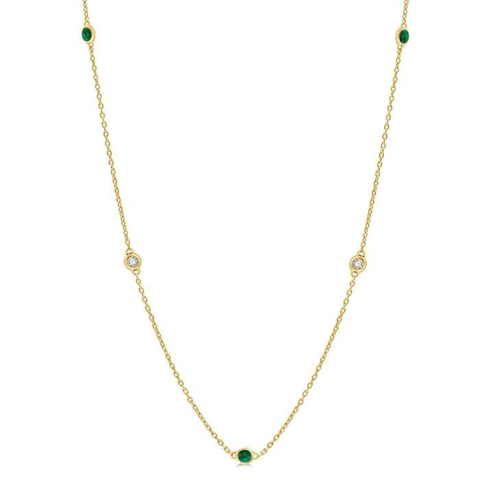 Zephyr Gemstone & Diamond Station Necklace