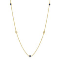1.75 MM Sapphire and 1/6 Ctw Round Cut Diamond Precious Station Necklace in 14K Yellow Gold