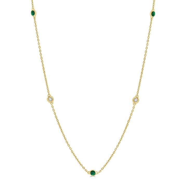 Gemstone & Diamond Station Necklace