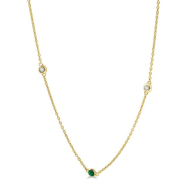 Gemstone & Diamond Station Necklace