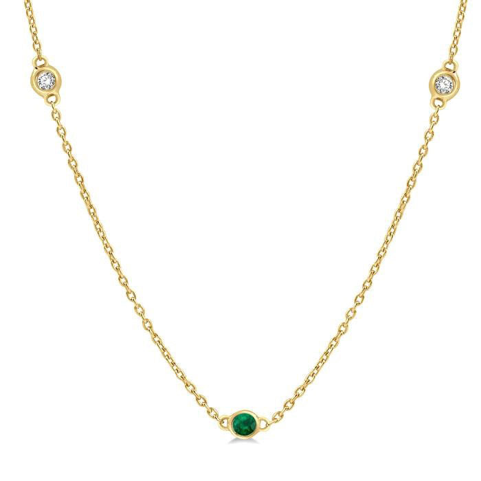Gemstone & Diamond Station Necklace