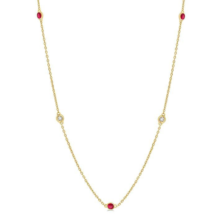 Blossom Gemstone & Diamond Station Necklace