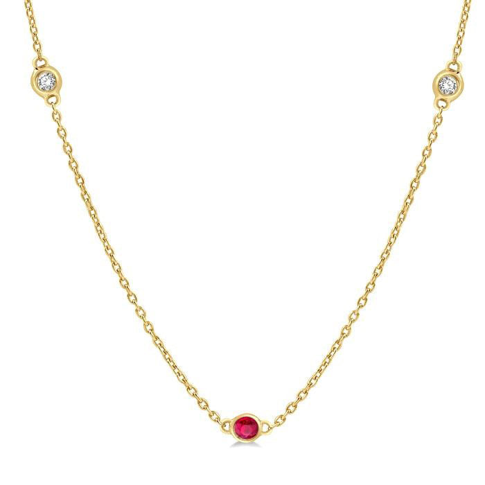 Blossom Gemstone & Diamond Station Necklace