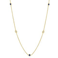 2.25 MM Sapphire and 1/4 Ctw Round Cut Diamond Precious Station Necklace in 14K Yellow Gold